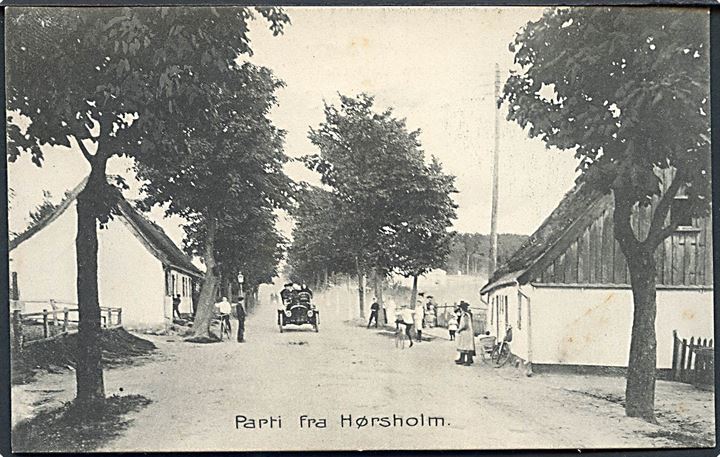 Hørsholm. Automobil køre gennem byen. Stenders no. 8646. 