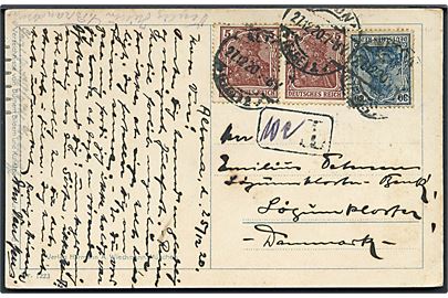 5 pfg. (2) og 30 øre Germania på underfrankeret brevkort fra Altona, d. 27.12.1920 til Lögmkloster, Danmark. Tysk T 10c portostempel, men antagelig ikke udtakseret i dansk porto.