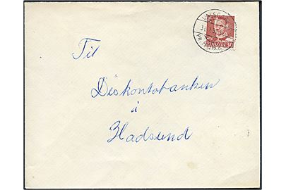 30 øre Fr. IX på brev annulleret med pr.-stempel Valsgaard pr. Hobro d. 31.7.1952 til Hadsund.