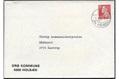 60 øre Fr. IX på brev fra Orø Kommune annulleret med pr.stempel Orø pr. Holbæk d. 18.8.1969 til Kastrup.