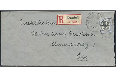 3 mk. Løve single på anbefalet brev fra Kuusankoski d. 9.3.1928 til Åbo.