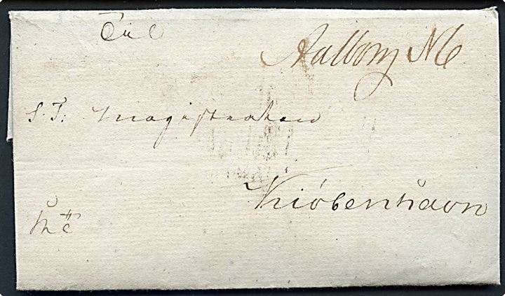 1840. Tjenestebrev mærket K.T. med håndskrevet bynavn Aalborg N6 fra Aalborg Stift d. 2.3.1840 til Magistraten i Kjøbenhavn.