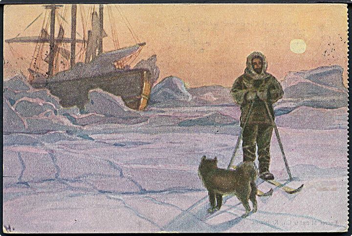 5 øre Posthorn på Polhavet-brevkort annulleret med særstempel d. 13.9.1918 og sidestemplet Polhavet d. 4.8.1924 til Ringsted.