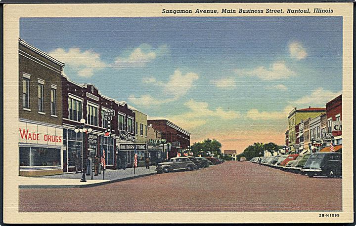 Sangamon Avenue, Main Business Street, Rantoul, Illinois. No. 2B - H1095. 