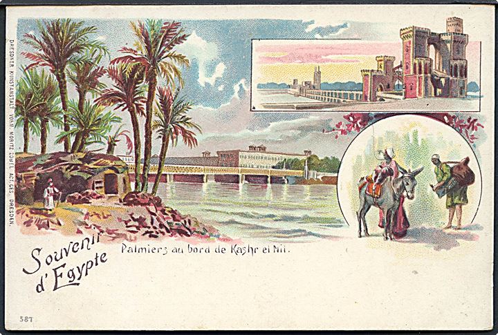 Egypten, Palmiers au bord de Kashr el Nil. No. 587.