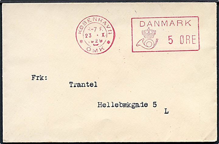 5 øre posthusfranko på lokal tryksag i København d. 23.10.1929.