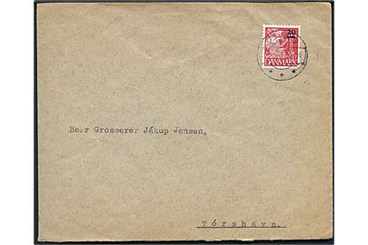 20/15 øre Provisorium på brev fra Vaag d. 5.1.1941 til Tórshavn.