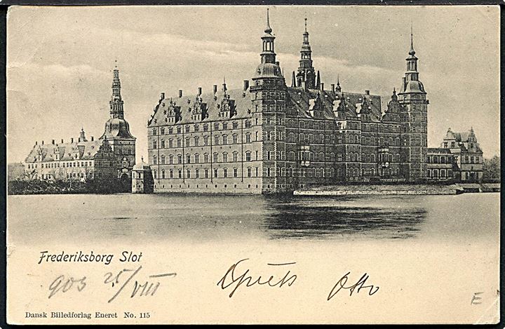 10 øre Våben på brevkort (Frederiksborg Slot) annulleret med bureaustempel Kjøbenhavn - Korsør d. 25.8.1903 til Beszterczebanya, Ungarn. God destination. 