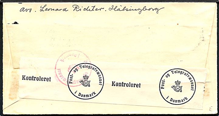 7/10 øre Provisorium og 10 öre UPU på brev med Hälsingborg Hemvärn mærkat fra Hälsingborg d. 10.12.1941 til Svendborg, Danmark. Censureret i København.