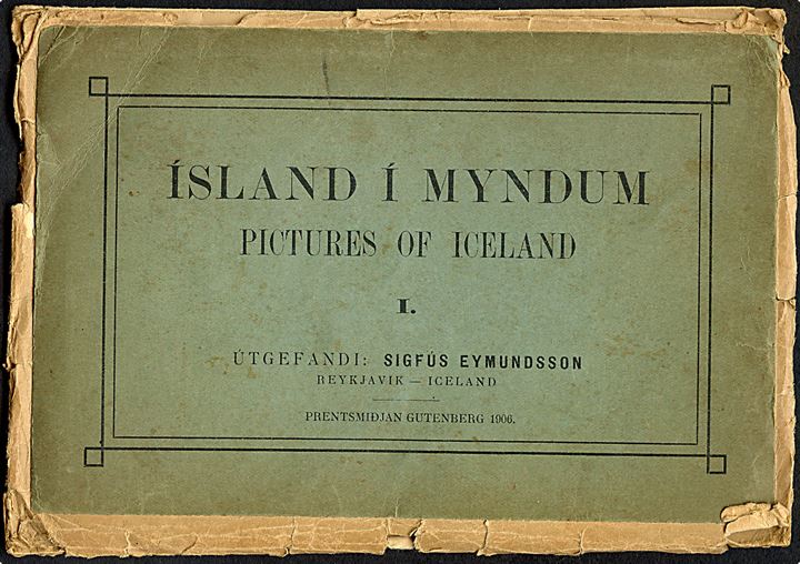 Omslag uden billeder. Island i Myndum serie 1, Sigfus Eydmundsson, Reykjavik. 13x19 cm.