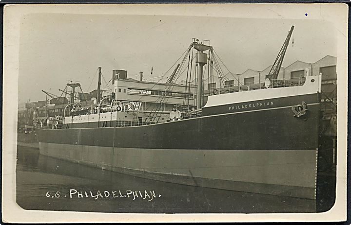 Philadelphian, S/S, Frdk. Leyland & Co., Ltd., Liverpool. Sænket af tysk ubåd U 82 d. 19.2.1918 på rejse fra New York til London. 