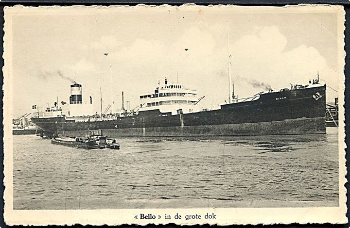 Bello, M/T, Hans H. Torgersen & Co. A/S, Tønsberg. Sænket af tysk ubåd U610 d. 16.12.1942 på rejse fra Glasgow til New York. 