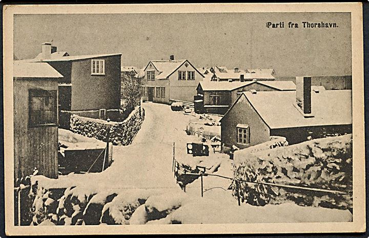 Thorshavn, gadeparti i sne. Stenders no. 49686.