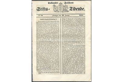 Lollands-Falsters Stifts-Tidende, Nykjøbing F. no. 10 d. 22.1.1841. 4 sider.