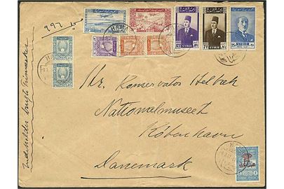 Blandingsfrankeret brev fra Hama d. 8.7.1947 via Damas til København, Danmark.