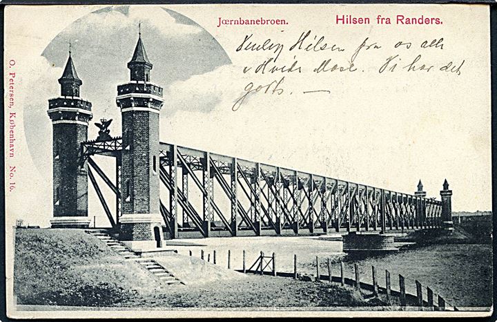 Hilsen fra Randers. Jærnbanebroen. P. Petersen no. 16. 