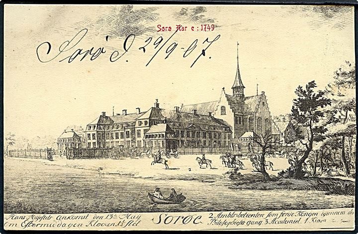 Sorø Aar c: 1749. Warburgs Kunstforlag, D. B. i. gl. Dage no. 85. 