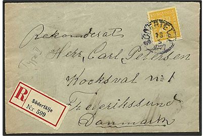 35 öre Posthorn single på brev fra Södertälje d. 19.5.1927 til Frederikssund, Danmark.