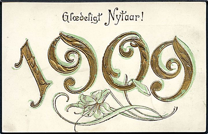 Årstalskort 1909. (Kobbertryk & Prægekort). U/no. 