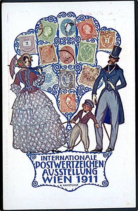H. Kalmsteiner: Internationale Postwertzeichen ausstellung Wien 1911. U/no. Ubrugt illustreret 5 h. helsagsbrevkort.