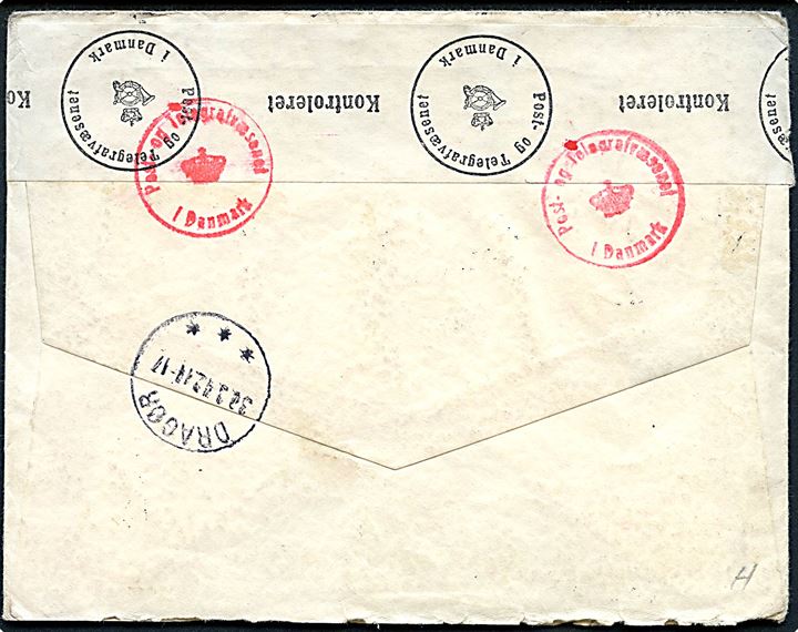 Komplet sæt Mannerheim Itä Karjala udg. på anbefalet brev fra Aunus d. 24.3.1942 til Dragør, Danmark. Finsk cenur og åbnet af censuren i København.