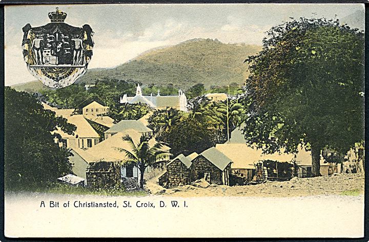 D.V.I., St. Croix, Christiansted. Udsigt over byen. Lightbourn No. 15.