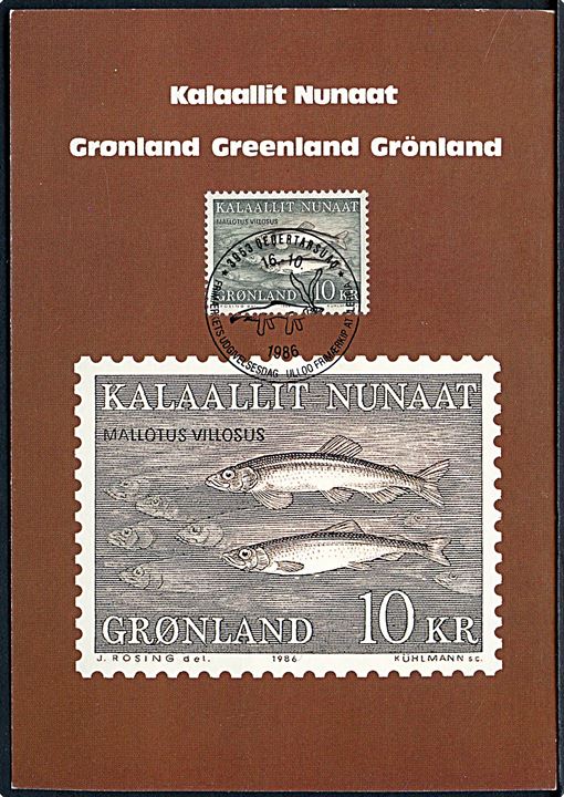 Grønland. 10 kr. Ammassatter maxikort. Grønlands Postvæsen no. 4 / 86.  