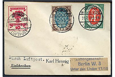 Komplet sæt Weimar udg. på lille luftpostbrev stemplet Weimar National Vers. Luftpost d. 23.7.1919 til Berlin.