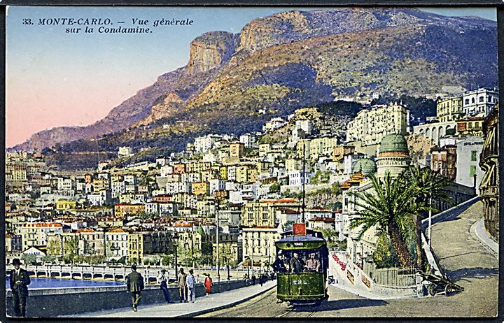 Monte Carlo. Vue générale sur la Condamine. Med sporvogn. G. Lemaitre & Cie no. 33. 