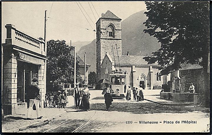 Villeneuve, Place de l'Hospital med sporvogn. No. 1299.