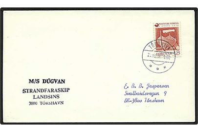 125 øre Selvstændigt Postvæsen på brev stemplet Tórshavn d. 27.10.1976. Privat skibsstempel M/S Dugvan.