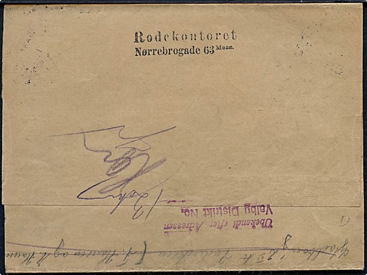 4 øre helsagskorsbånd sendt lokalt i København d. 28.12.1936. Retur med stempel Ubekendt efter Adressen / Valby Distrikt No..