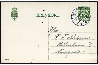10 øre helsagsbrevkort (fabr. 85-H) annulleret brotype IIb Store Nustrup d. 5.12.1927 til København.