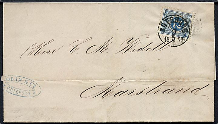 12 öre Ringtype på brev fra Göteborg d. 9.5.1878 til Marstrand.