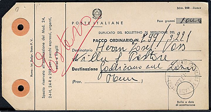 400 l. pakkeporto i parstykke på manila-mærke for indenrigspakke d. 30.7.1973.