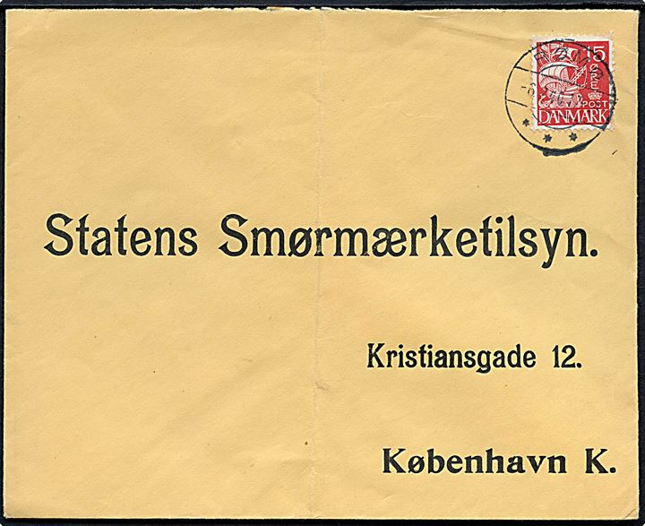 15 øre Karavel på brev annulleret med brotype Ic Rømø d. 6.2.1940 til København.