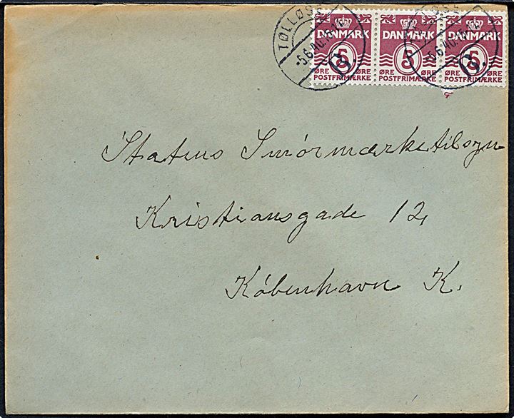 5 øre Bølgelinie (3) på brev annulleret med brotype Vc Tølløse B. d. 5.6.1940 til København.