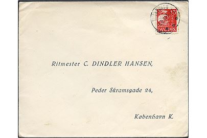 15 øre Karavel på brev annulleret med brotype IIIb Thorshavn d. 5.6.1930 til København.