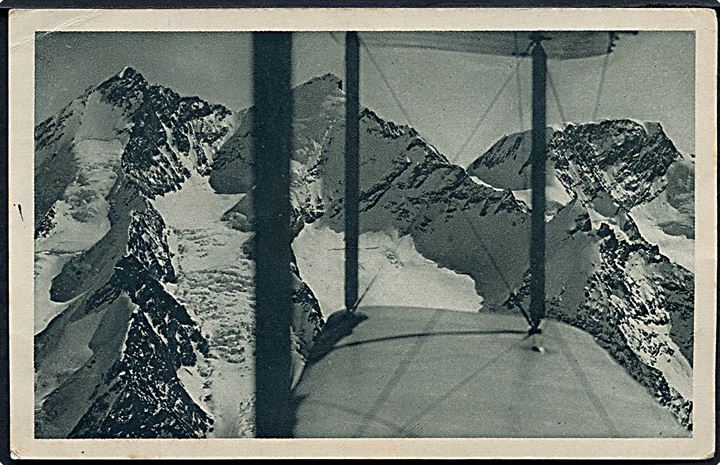 Biplan over Alperne. Officielt kort fra Internationales Flugmeeting Zürich 1922.