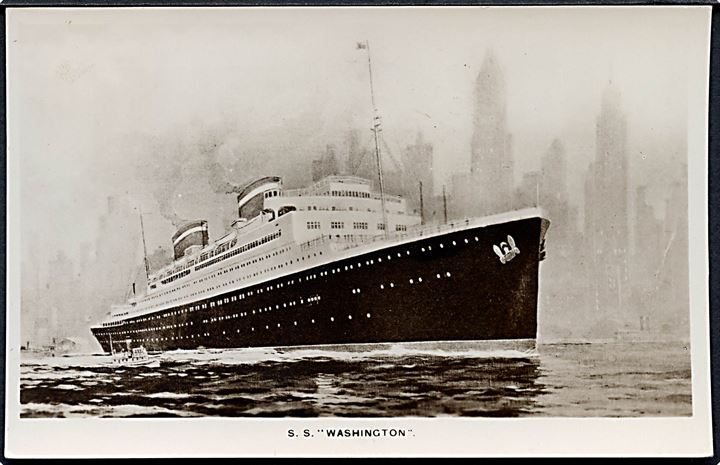 3 cents Washington på brevkort (S/S Washington) annulleret med skibsstempel U.S. GER. SEA POST / S.S. WASHINGTON d. 23.6.1933 til Bremerhaven, Tyskland.