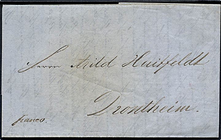 1848. Francobrev med fuldt indhold dateret Stettin d. 24.4.1848 til Trondhjem, Norge. 