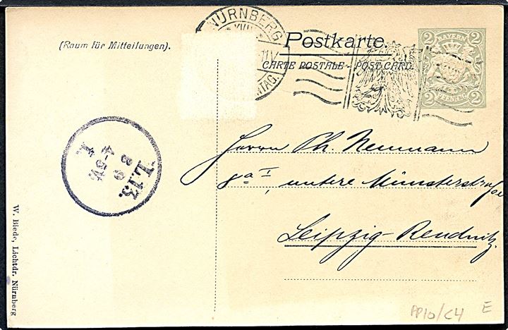 18. Deutscher Philatelistentag  Nürnberg 1906. 2 pfg. illustreret helsagsbrevkort med aftaget frimærke.
