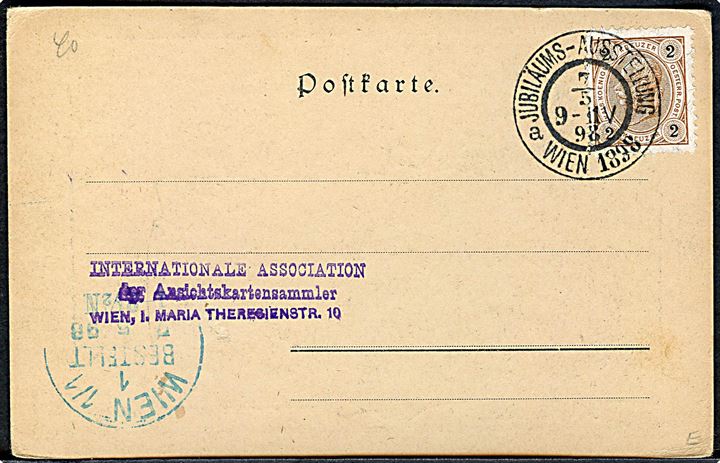Østrig. Wien 1898 Jubiläums-Ausstellung. Frankeret med 2 kr. annulleret med særstempel Jubiläums-Ausstellung Wien 1898.
