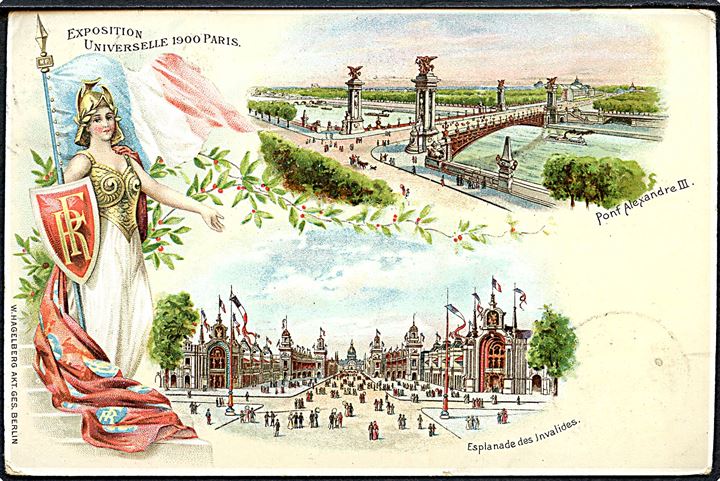 Verdensudstillingen i Paris 1900. Frankeret med 1 c. og 4 c. annulleret med særstempel d. 5.4.1900 til Tyskland.