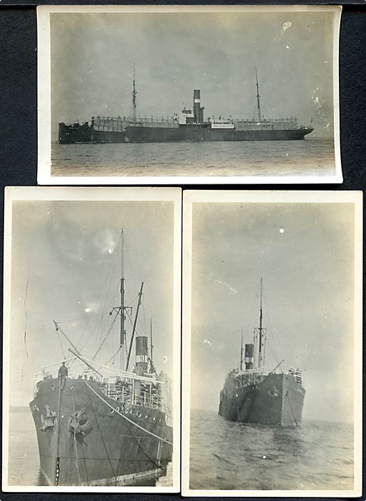 Olga S, S/S. Tre fotografier dateret 1923.