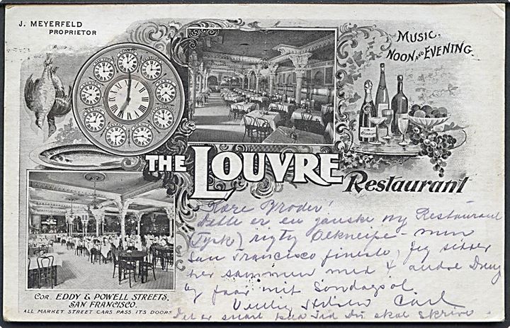 USA. San Francisco. The Louvre Restaurant. J. Meyerfeld, Proprietor. 