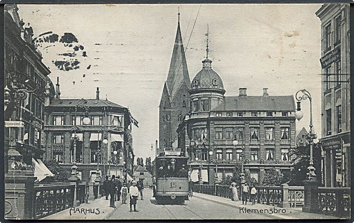 Aarhus. Klemensbro med sporvogn no. 15. H. A. Ebbesen no. 188. 