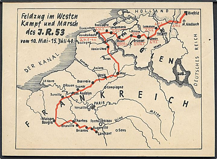 Feldzug im westen kampf und marsch des J. R. 53 vom 10 mai - 15. Juli 1940. U/no. 