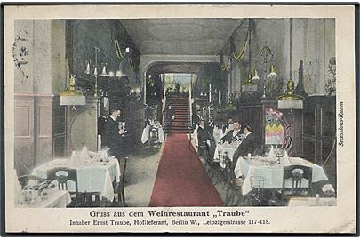 Tyskland. Gruss aus dem Weinrestaurant Traube. Secessions Raum. Inhaber Ernst Traube, Berlin W. Ernst Traube no. W. 66.