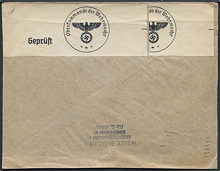 30 øre Karavel og Julemærke 1939 på brev fra København d. 1.12.1939 til Oberlungwitz, Tyskland. Åbnet af tysk censur.